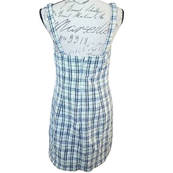 Abercrombie & Fitch Women's Size Medium Petite White Navy Green Plaid Tank Dress - Picture 2 of 6